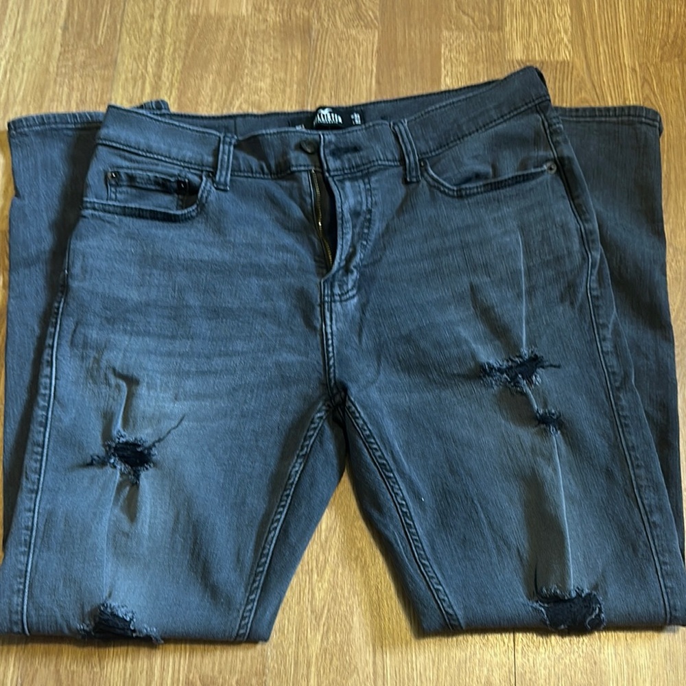 Men's Distressed Gray Jeans